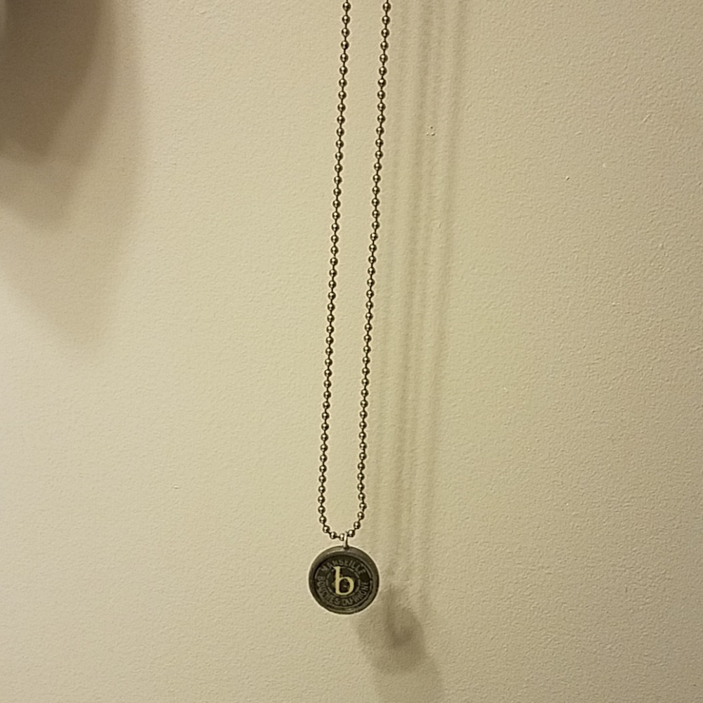 B pendant with typewriter font (reversible)